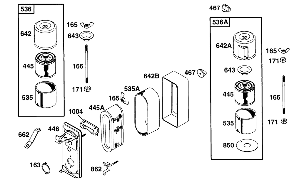 Air Cleaner Assys Diagram and Parts List for 254422-0123-XX  Briggs and Stratton Engine